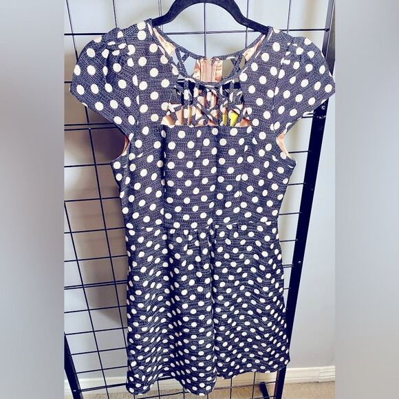 Maeve Anthropologie women’s Nikola polka dot black and white dress EUC - Picture 1 of 7